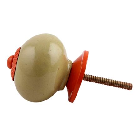 Spanish Olive Orange Fitting Ceramic Knob